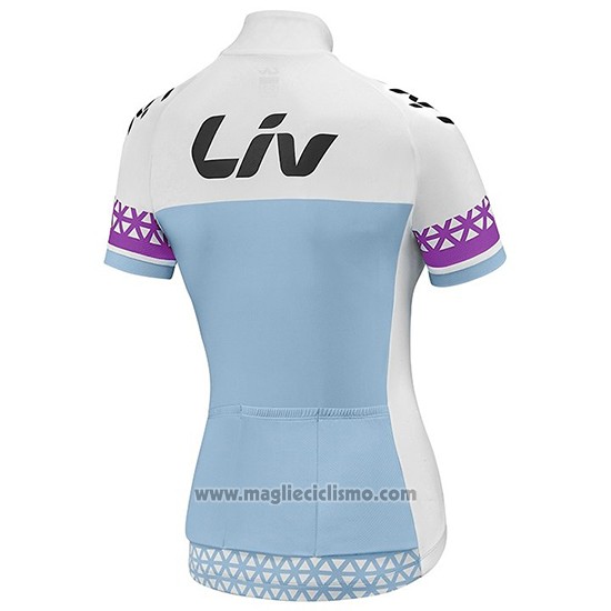 2019 Abbigliamento Ciclismo Donne Liv Bianco Blu Manica Corta e Salopette