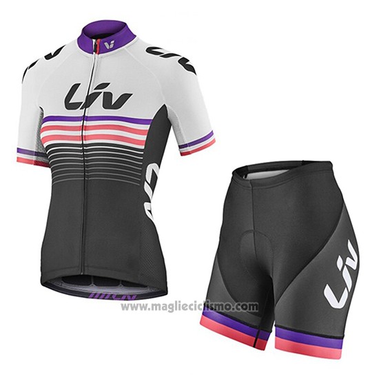 2019 Abbigliamento Ciclismo Donne Liv Nero Bianco Fuxia Manica Corta e Salopette