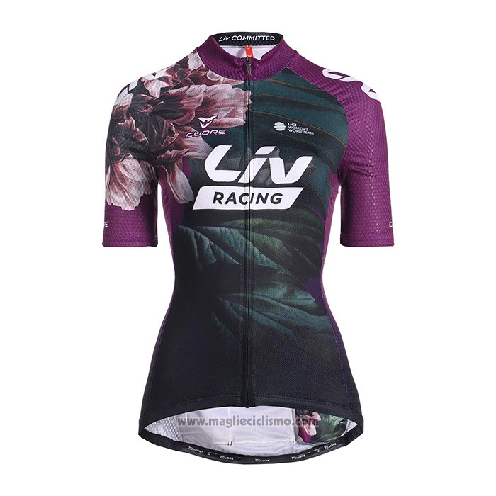 2022 Abbigliamento Ciclismo Donne Liv Viola Manica Corta e Salopette