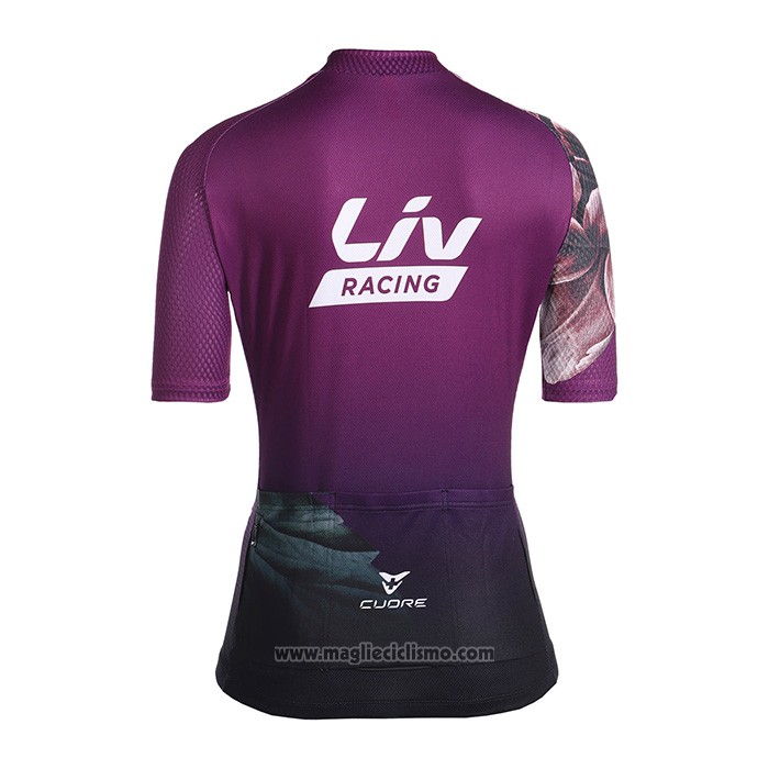 2022 Abbigliamento Ciclismo Donne Liv Viola Manica Corta e Salopette
