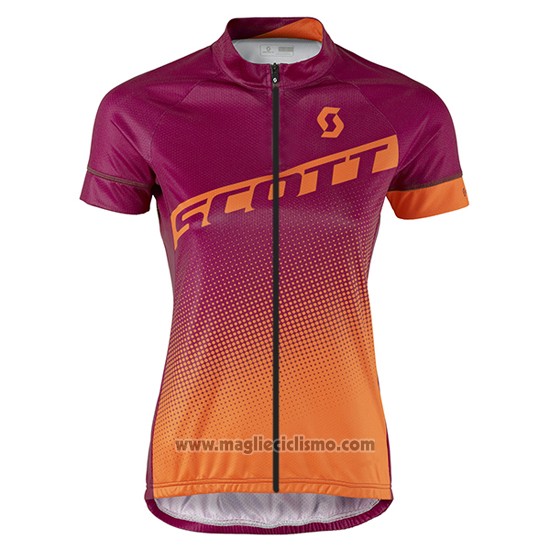 2016 Abbigliamento Ciclismo Donne Scott Rosso e Arancione Manica Corta e Salopette