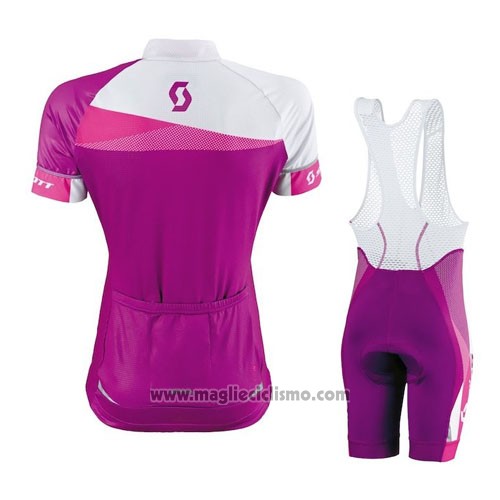 2016 Abbigliamento Ciclismo Scott Rosso Bianco Manica Corta e Salopette