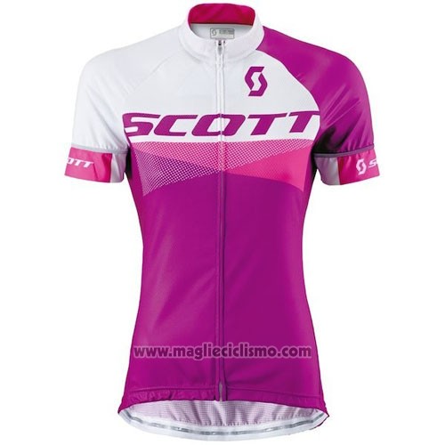 2016 Abbigliamento Ciclismo Scott Rosso Bianco Manica Corta e Salopette