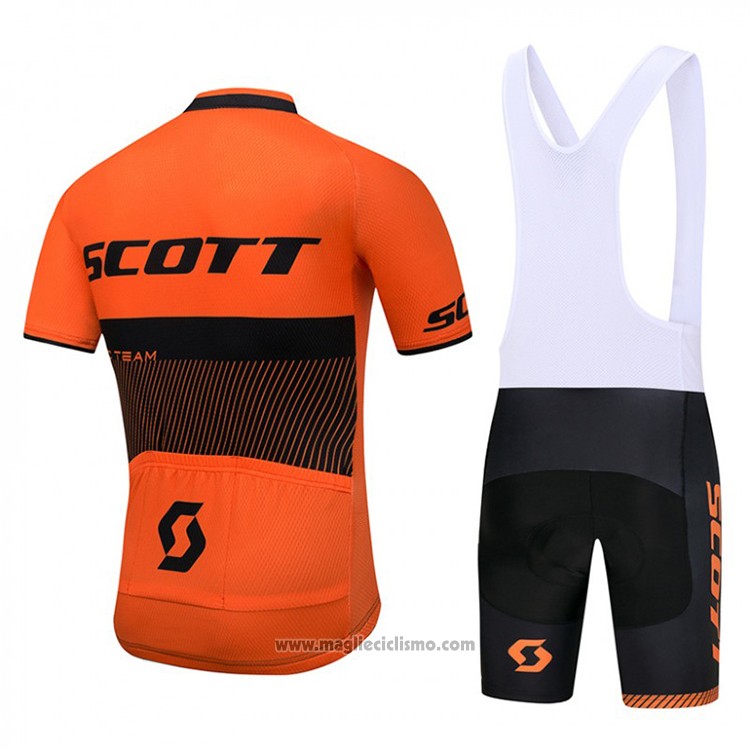 2018 Abbigliamento Ciclismo Scott Arancione e Nero Manica Corta e Salopette