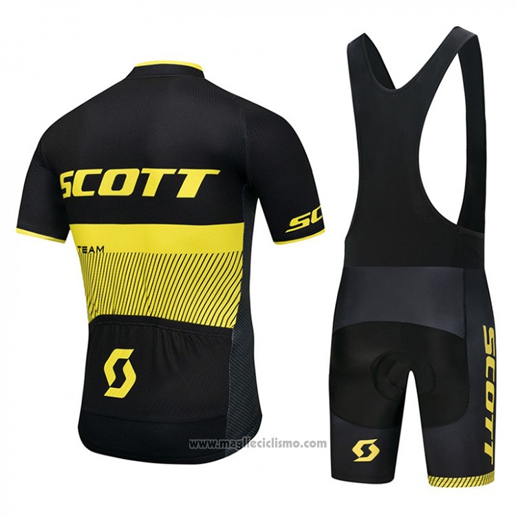 2018 Abbigliamento Ciclismo Scott Nero e Giallo Manica Corta e Salopette