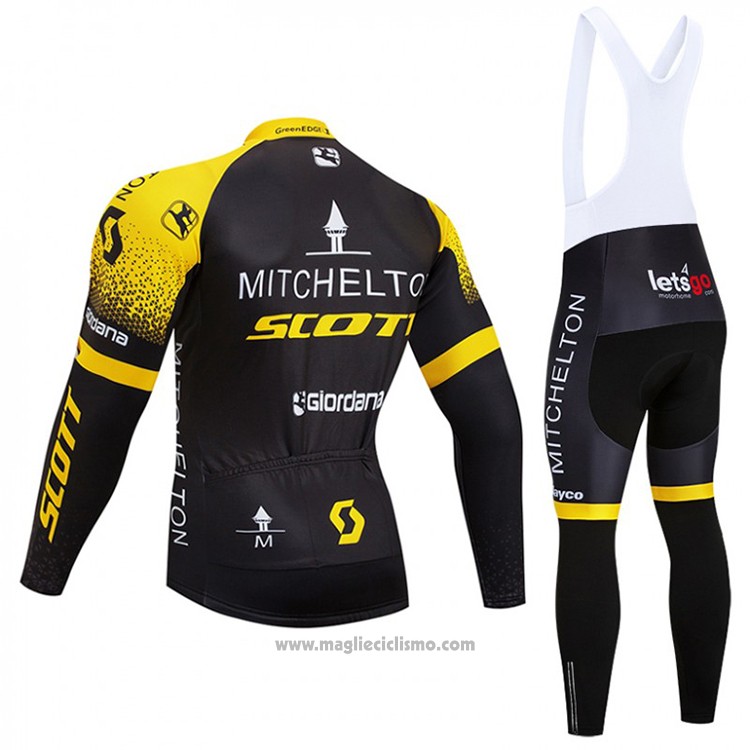 2018 Abbigliamento Ciclismo Scott Nero e Giallo Manica Lunga e Salopette