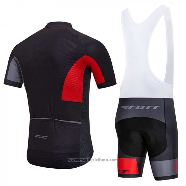 2018 Abbigliamento Ciclismo Scott Nero e Rosso Manica Corta e Salopette
