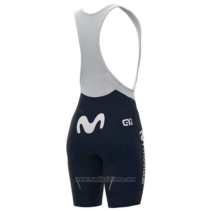 2020 Abbigliamento Ciclismo Donne Movistar Bianco Blu Manica Corta e Salopette