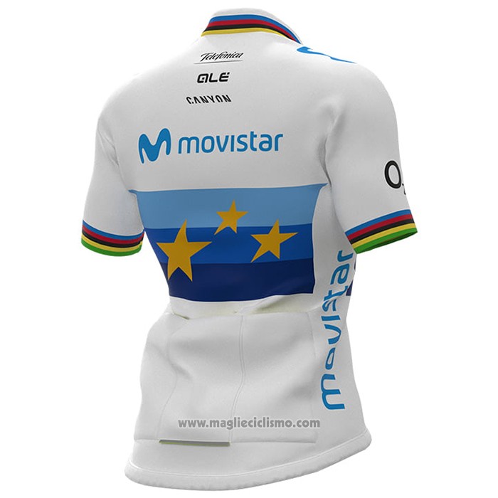 2021 Abbigliamento Ciclismo Donne Movistar Campione Europa Manica Corta e Salopette