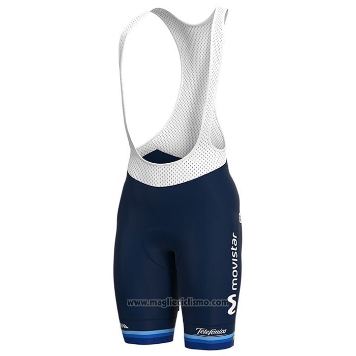 2021 Abbigliamento Ciclismo Donne Movistar Campione Europa Manica Corta e Salopette