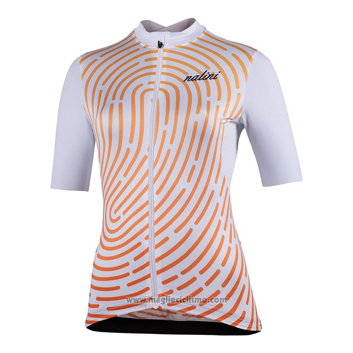 1920 Abbigliamento Ciclismo Donne Nalini Bianco Arancione Manica Corta e Salopette