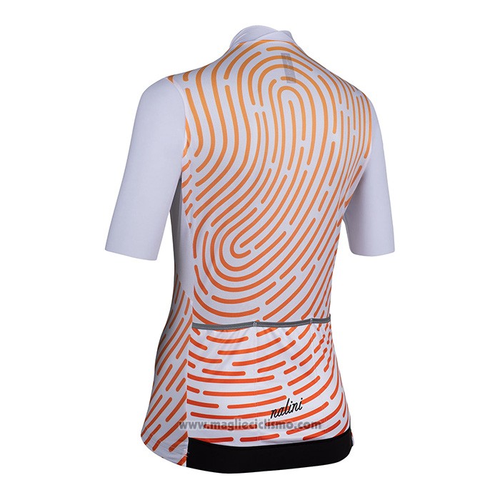 1920 Abbigliamento Ciclismo Donne Nalini Bianco Arancione Manica Corta e Salopette