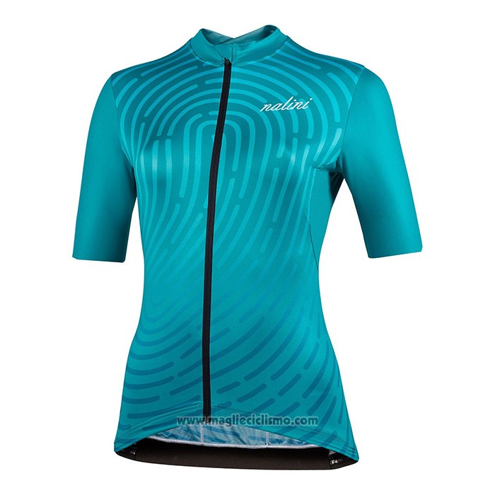 1920 Abbigliamento Ciclismo Donne Nalini Blu Manica Corta e Salopette