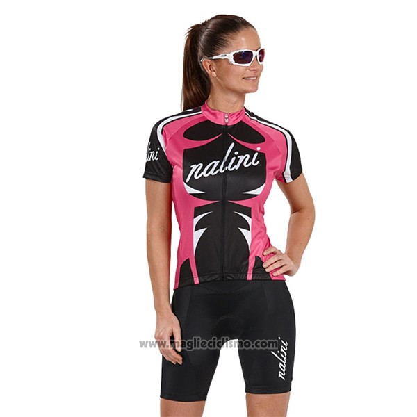 2017 Abbigliamento Ciclismo Donne Nalini Verona Rosso e Nero Manica Corta e Salopette