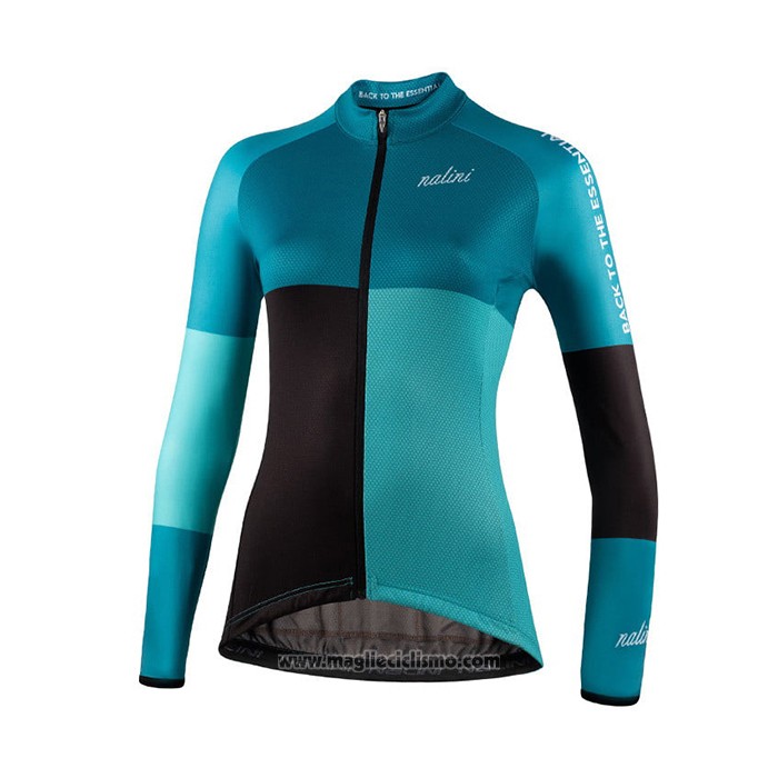 2021 Abbigliamento Ciclismo Donne Nalini Chiaro Verde Azzurro Manica Lunga e Salopette