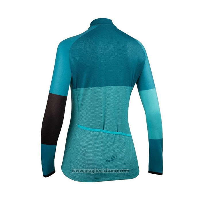 2021 Abbigliamento Ciclismo Donne Nalini Chiaro Verde Azzurro Manica Lunga e Salopette