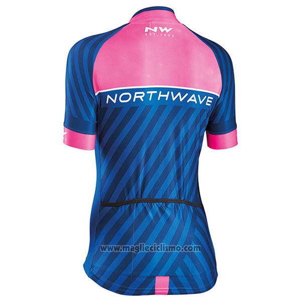 2017 Abbigliamento Ciclismo Donne Northwave Blu e Rosa Manica Corta e Salopette