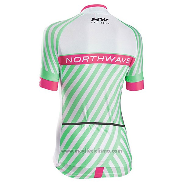 2017 Abbigliamento Ciclismo Donne Northwave Verde e Rosa Manica Corta e Salopette