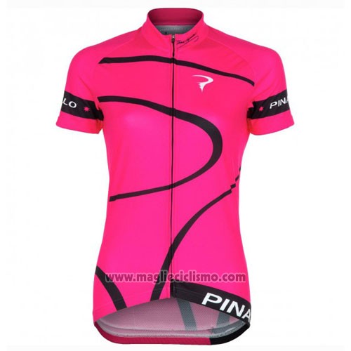 2016 Abbigliamento Ciclismo Donne Pinarello Nero e Fuxia Manica Corta e Salopette