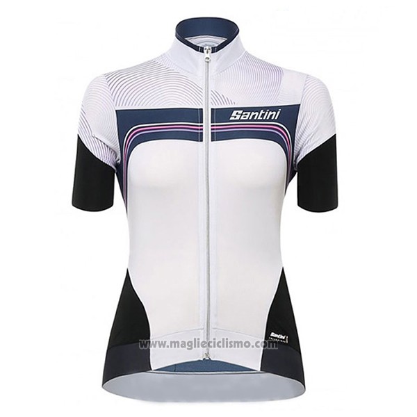 2017 Abbigliamento Ciclismo Donne Santini Queen Of The Mountains Bianco Manica Corta e Salopette