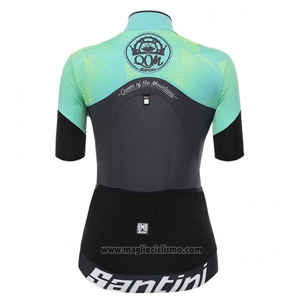 2017 Abbigliamento Ciclismo Donne Santini Queen Of The Mountains Bianco e Verde Manica Corta e Salopette