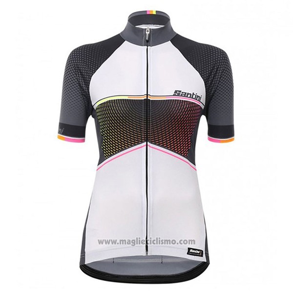 2017 Abbigliamento Ciclismo Donne Santini Stella Bianco Manica Corta e Salopette