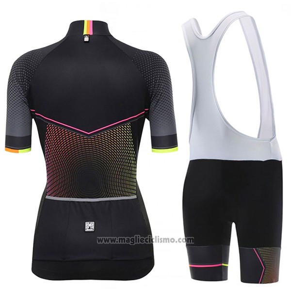 2017 Abbigliamento Ciclismo Donne Santini Stella Nero Manica Corta e Salopette