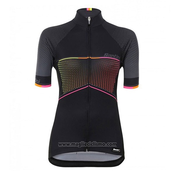 2017 Abbigliamento Ciclismo Donne Santini Stella Nero Manica Corta e Salopette