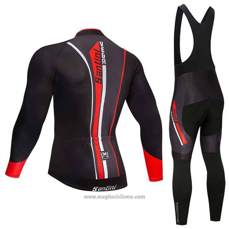 2018 Abbigliamento Ciclismo Santini Nero e Rosso Manica Corta e Salopette