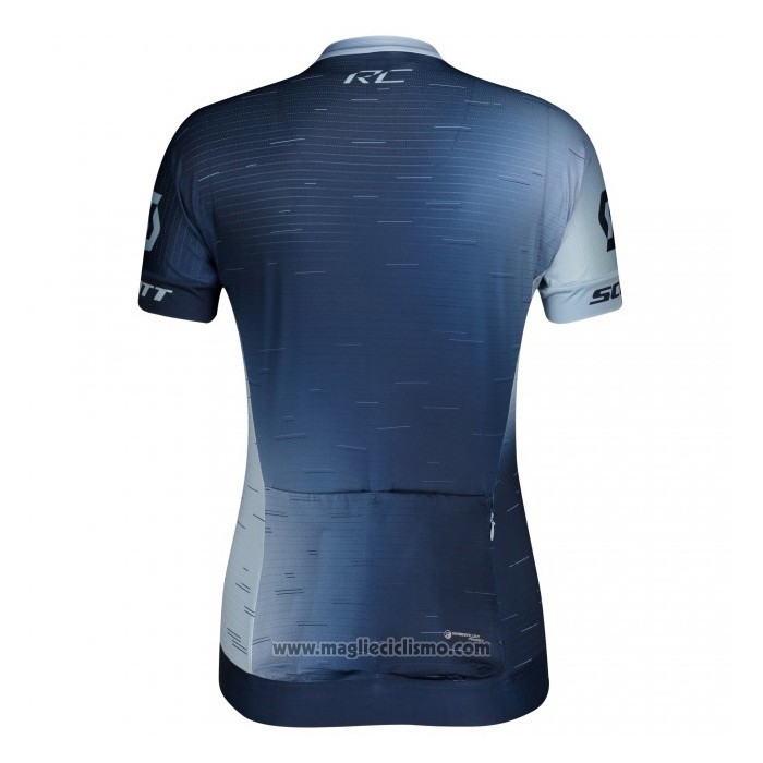 2021 Abbigliamento Ciclismo Donne Scott Blu Bianco Manica Corta e Salopette