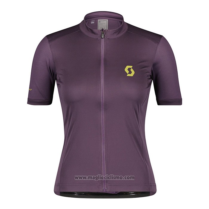 2022 Abbigliamento Ciclismo Donne Scott Viola Manica Corta e Salopette