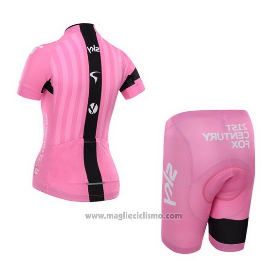 2015 Abbigliamento Ciclismo Donne Sky Fuxia Manica Corta e Salopette