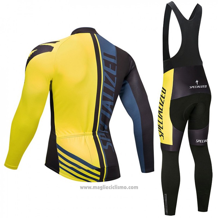 2018 Abbigliamento Ciclismo Specialized Nero e Giallo Manica Lunga e Salopette
