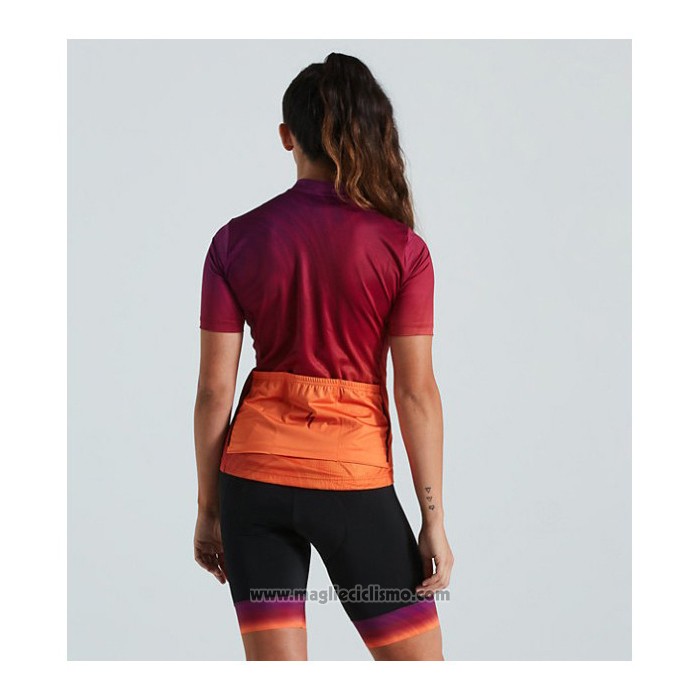 2021 Abbigliamento Ciclismo Donne Specialized Rosso Arancione Manica Corta e Salopette
