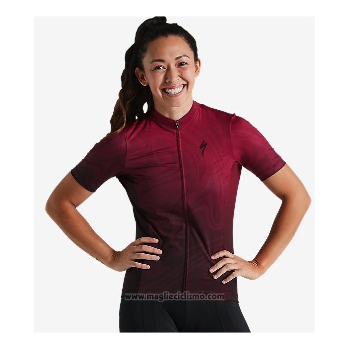 2021 Abbigliamento Ciclismo Donne Specialized Rosso Nero Manica Corta e Salopette