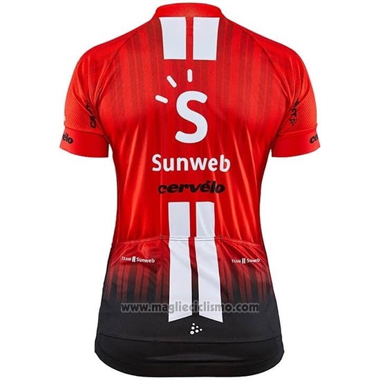 2019 Abbigliamento Ciclismo Donne Sunweb Arancione Bianco Manica Corta e Salopette