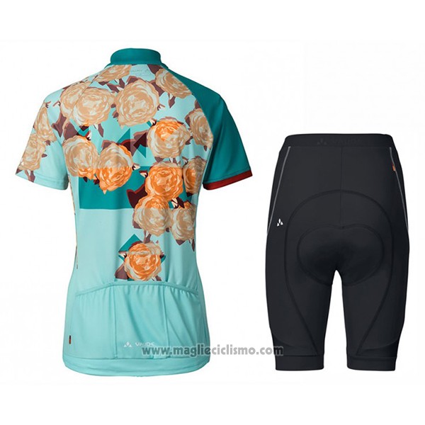 2017 Abbigliamento Ciclismo Donne Vaude Azzurro Manica Corta e Salopette