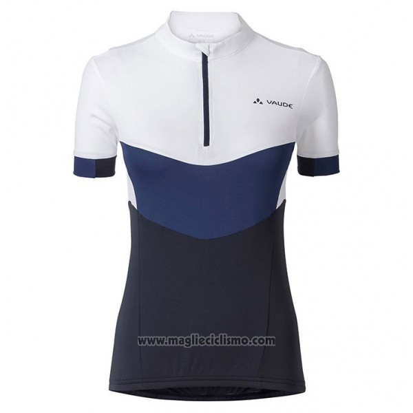 2017 Abbigliamento Ciclismo Donne Vaude Bianco e Blu Manica Corta e Salopette