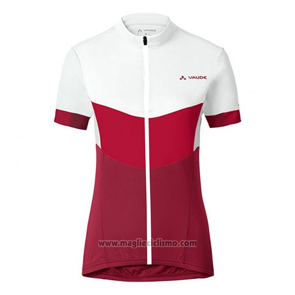 2017 Abbigliamento Ciclismo Donne Vaude Bianco e Rosso Manica Corta e Salopette