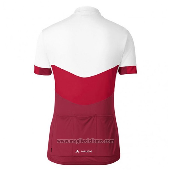2017 Abbigliamento Ciclismo Donne Vaude Bianco e Rosso Manica Corta e Salopette