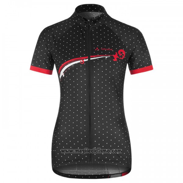 2017 Abbigliamento Ciclismo Donne Vaude Nero e Rosso Manica Corta e Salopette