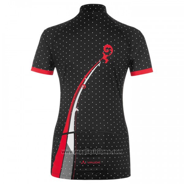 2017 Abbigliamento Ciclismo Donne Vaude Nero e Rosso Manica Corta e Salopette