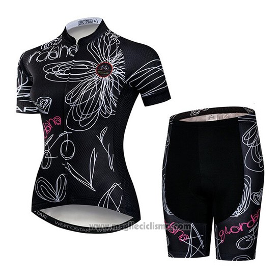 2019 Abbigliamento Ciclismo Donne Weimostar Nero Bianco Rosa Manica Corta e Salopette