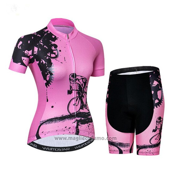 2019 Abbigliamento Ciclismo Donne Weimostar Rosa Manica Corta e Salopette
