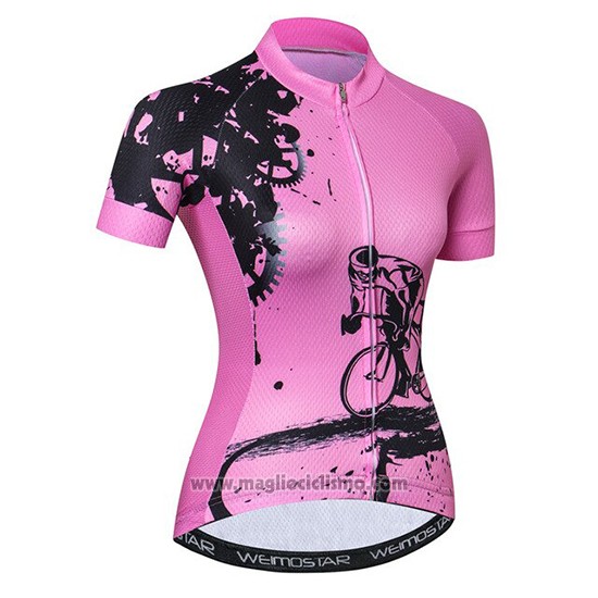 2019 Abbigliamento Ciclismo Donne Weimostar Rosa Manica Corta e Salopette