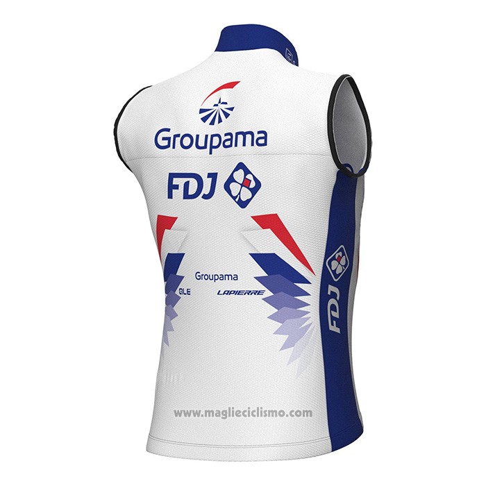 2022 Gilet Antivento Groupama-FDJ Bianco Blu Manica Corta e Salopette