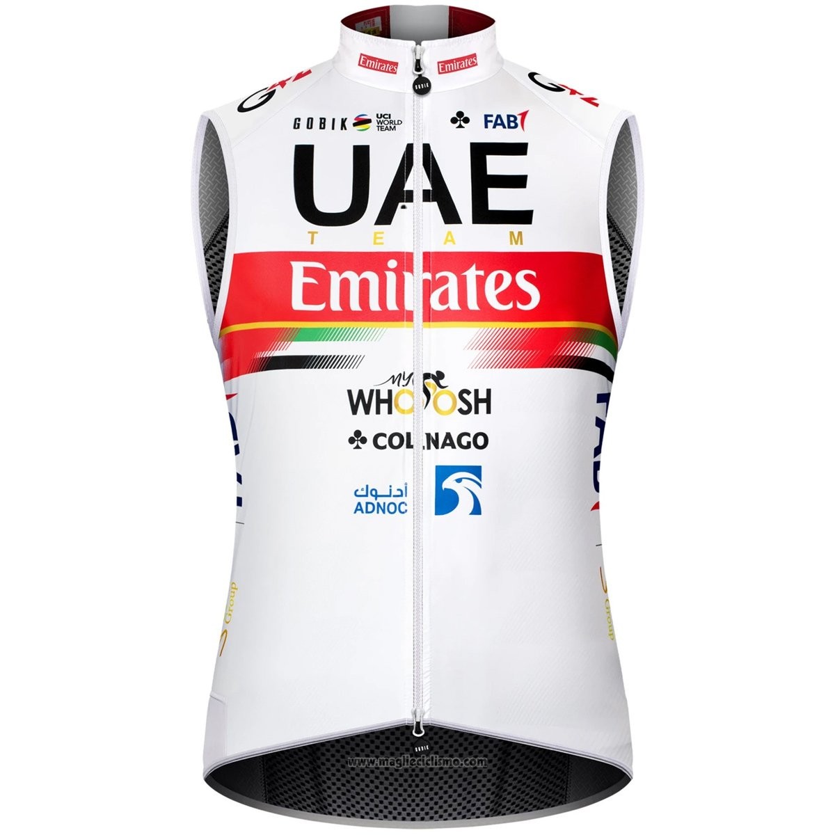 2021 Gilet Antivento UAE Bianco Rosso Manica Corta e Salopette