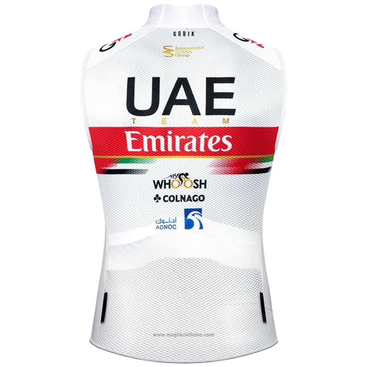 2021 Gilet Antivento UAE Bianco Rosso Manica Corta e Salopette