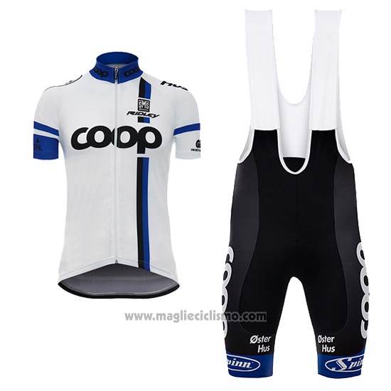 2017 Abbigliamento Ciclismo Coop Bianco Manica Corta e Salopette