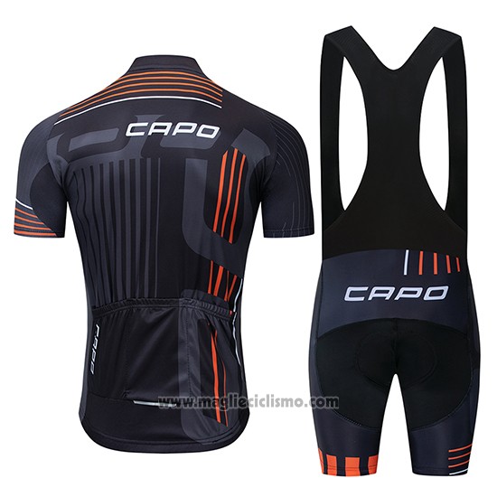 2018 Abbigliamento Ciclismo Capo Nero Grigio Arancione Manica Corta e Salopette